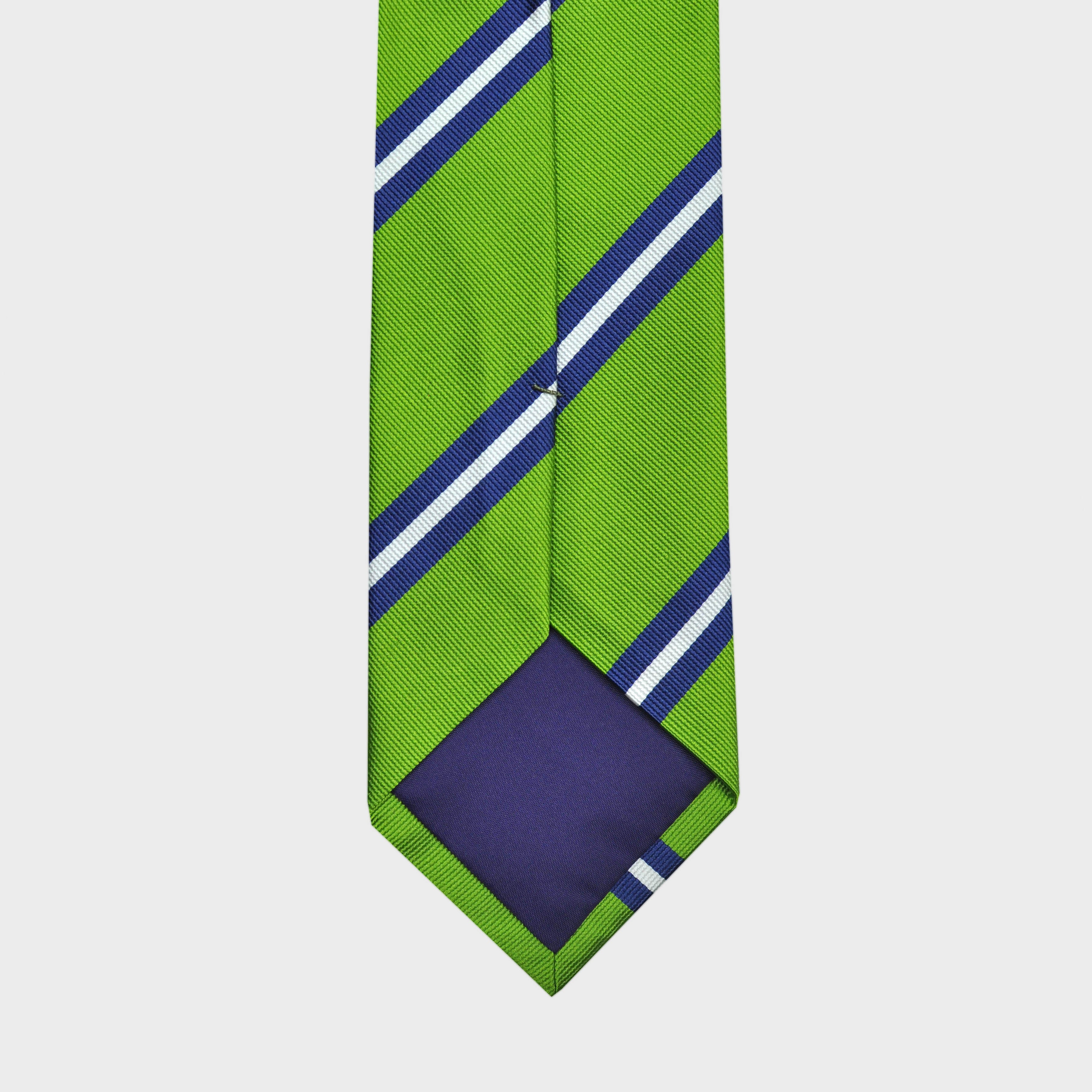 Classic Reppe Stripes Silk Tie in Green, Blue & White