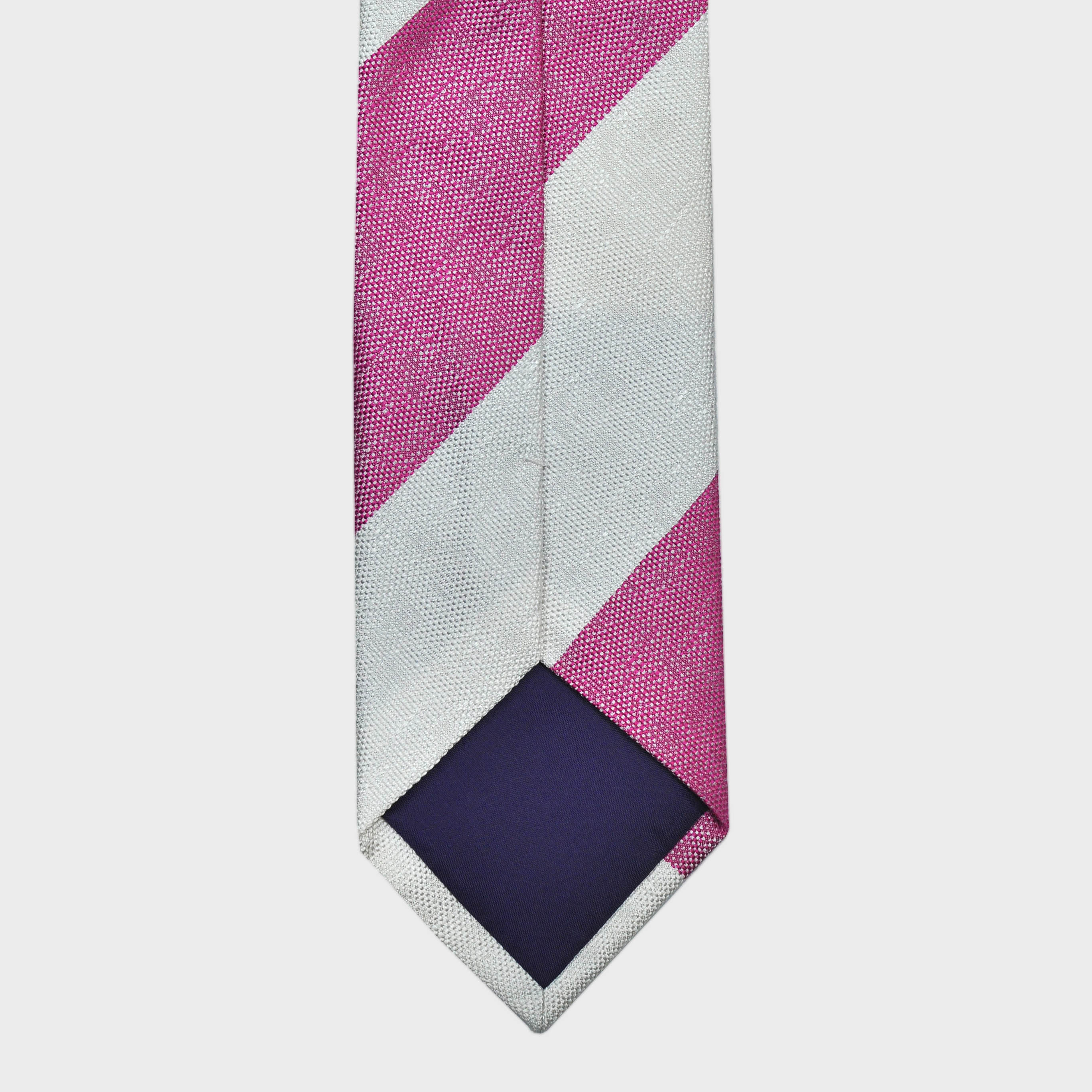 Bold Stripe Tussah Silk Tie in Pink & White