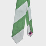 Bold Stripe Tussah Silk Tie in Green & White