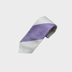 Bold Stripe Tussah Silk Tie in Purple & White