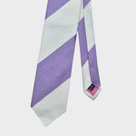 Bold Stripe Tussah Silk Tie in Purple & White