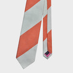 Bold Stripe Tussah Silk Tie in Orange & White