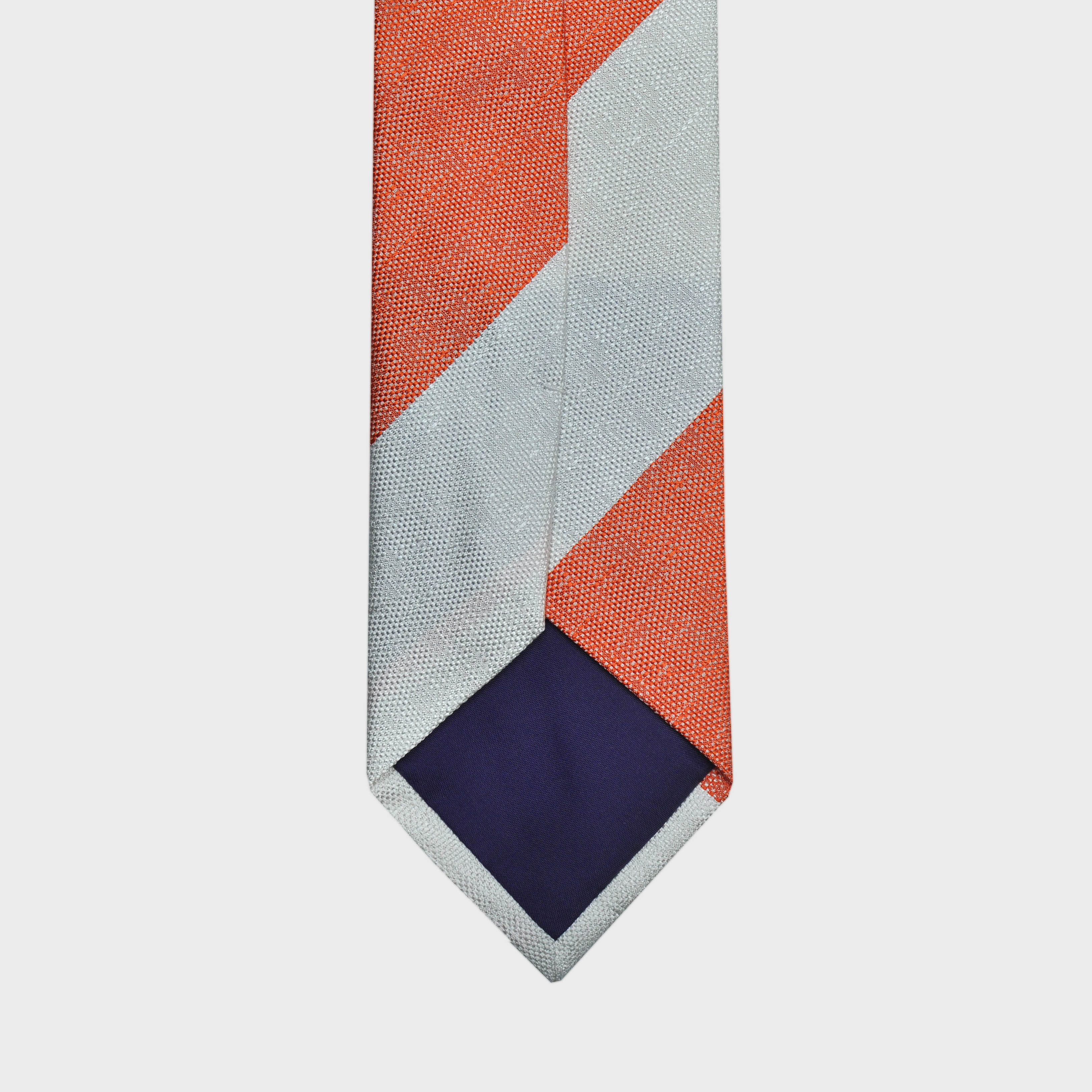 Bold Stripe Tussah Silk Tie in Orange & White