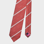 Narrow Stripe Tussah Silk Tie in Rusty Red