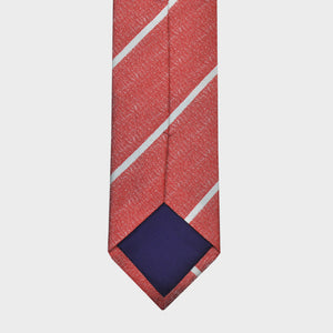 Narrow Stripe Tussah Silk Tie in Rusty Red