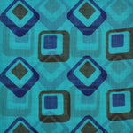 Retro Shapes Cotton & Cashmere Pocket Square in Teal & Blue