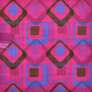 Retro Shapes Cotton & Cashmere Pocket Square in Pink & Blue