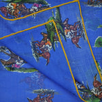 Horse Racing Cotton & Cashmere Pocket Square in Blue