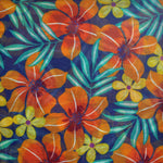 Flowers Cotton & Cashmere Pocket Square in Orange & Teal