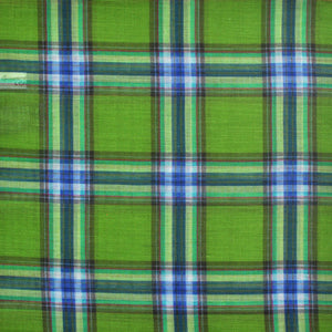 Plaid Cotton & Cashmere Pocket Square in Green & Blue