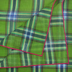 Plaid Cotton & Cashmere Pocket Square in Green & Blue