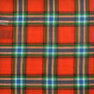 Plaid Cotton & Cashmere Pocket Square in Orange & Green