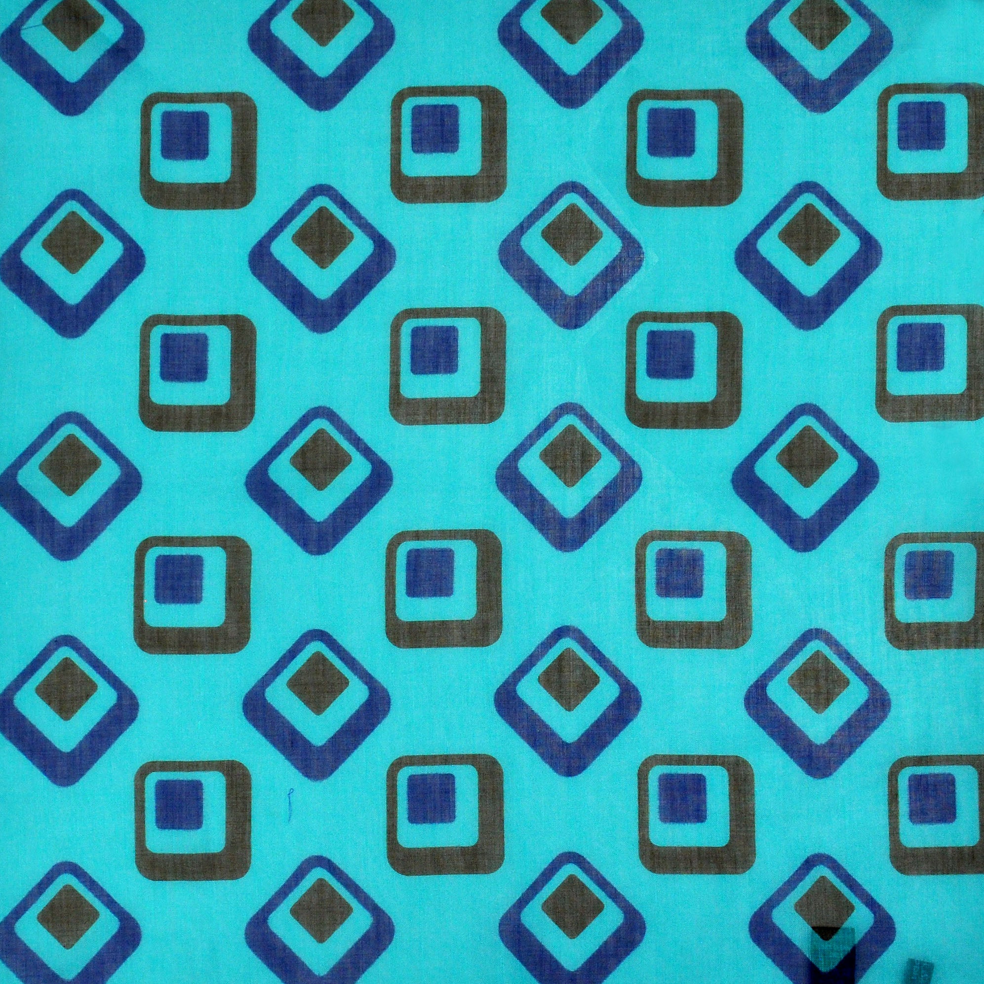 Retro Shapes Cotton & Cashmere Pocket Square in Teal & Blue