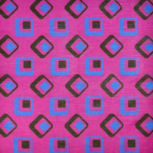 Retro Shapes Cotton & Cashmere Pocket Square in Pink & Blue