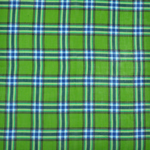 Plaid Cotton & Cashmere Pocket Square in Green & Blue