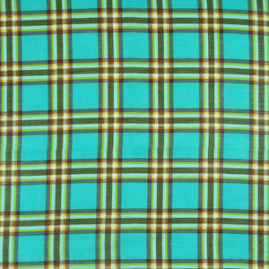 Plaid Cotton & Cashmere Pocket Square in Teal & Lime