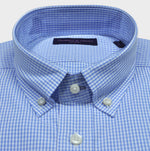 Micro Gingham Button Down Shirt in Light Blue