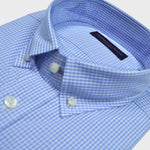 Micro Gingham Button Down Shirt in Light Blue