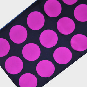 Pure Silk  Bandana in Midnight Blue with Big Pink Spots