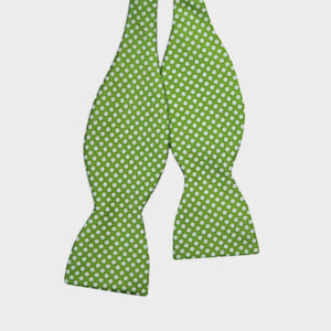 English Printed Silk Polka Dot Bow Tie in Lime