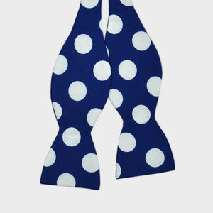 English Printed Silk Big Spot Bow in Navy & White