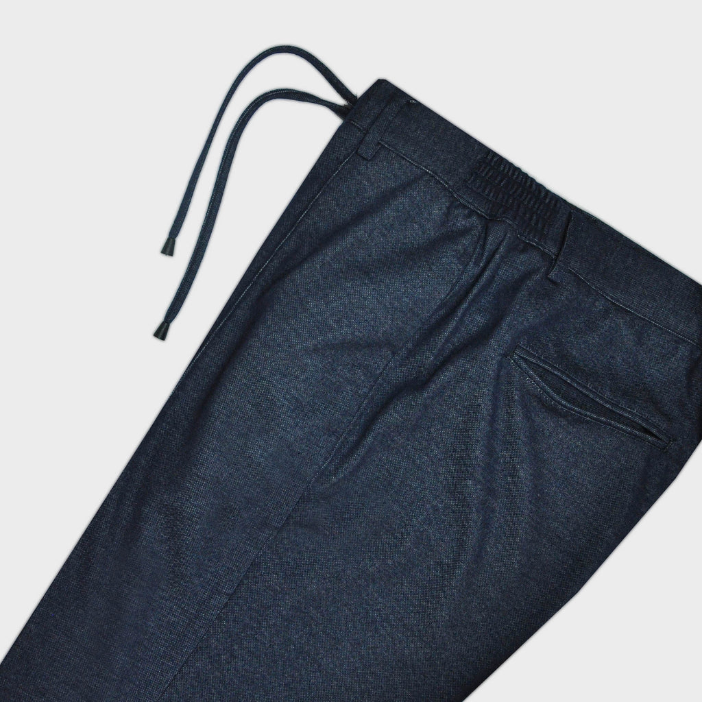 Jersey Trouser with Draw String in Denim Blue