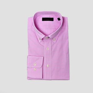 Seersucker Gingham Button Down Shirt in Pink