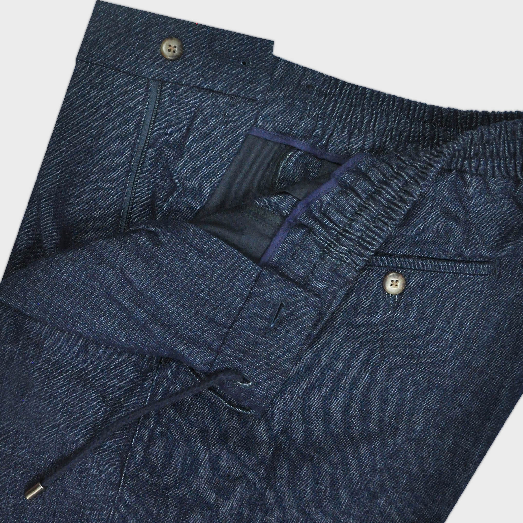 Denim Short with Draw String in Denim Blue