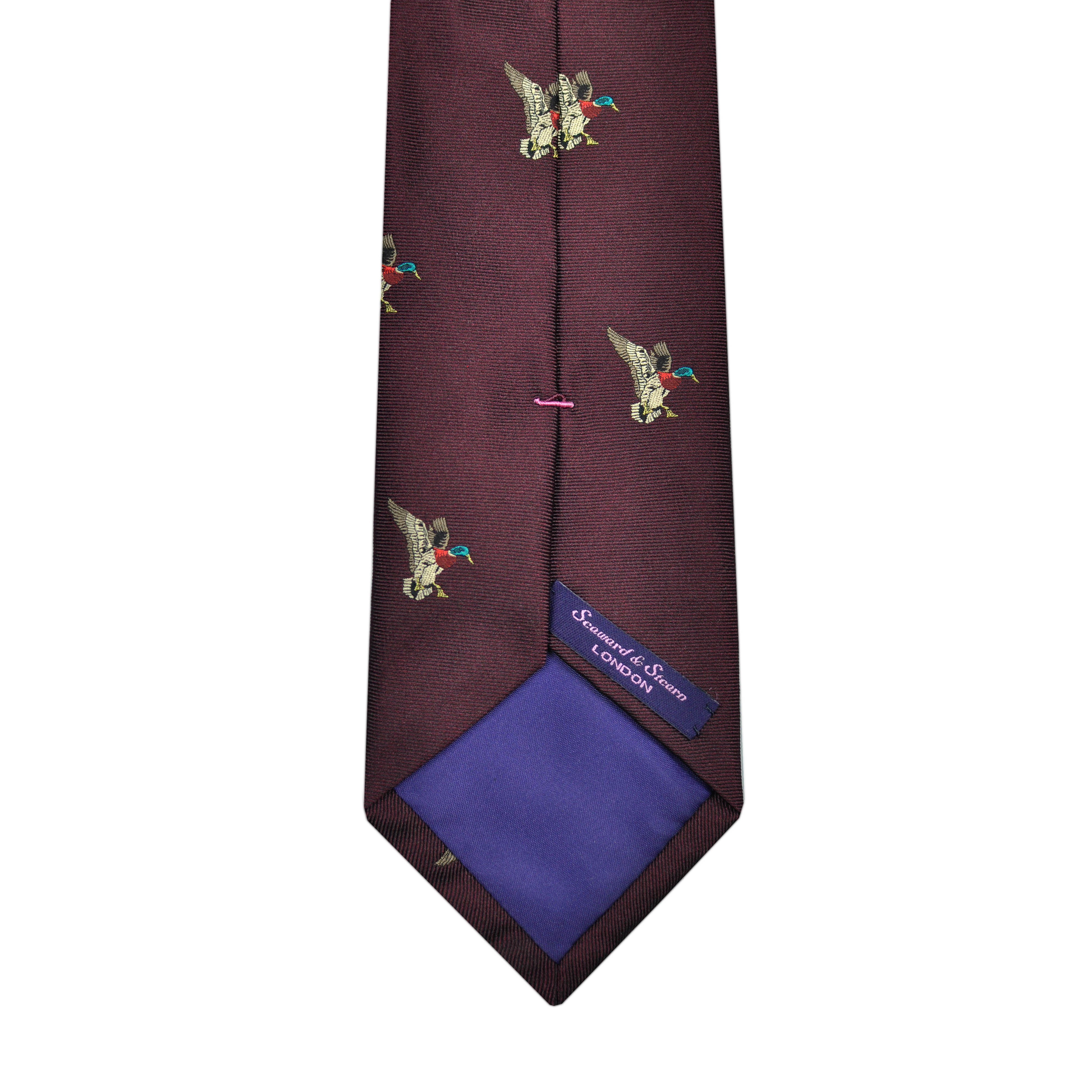 English Woven Silk Flying Duck Tie in Claret