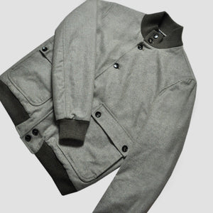 Wool Bomber Jacket in Ecru