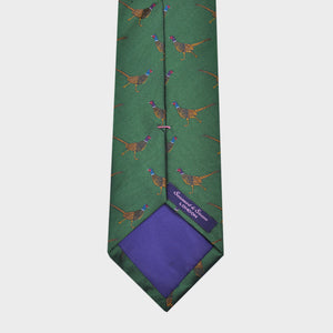 English Woven Silk Pheasant Tie in Green