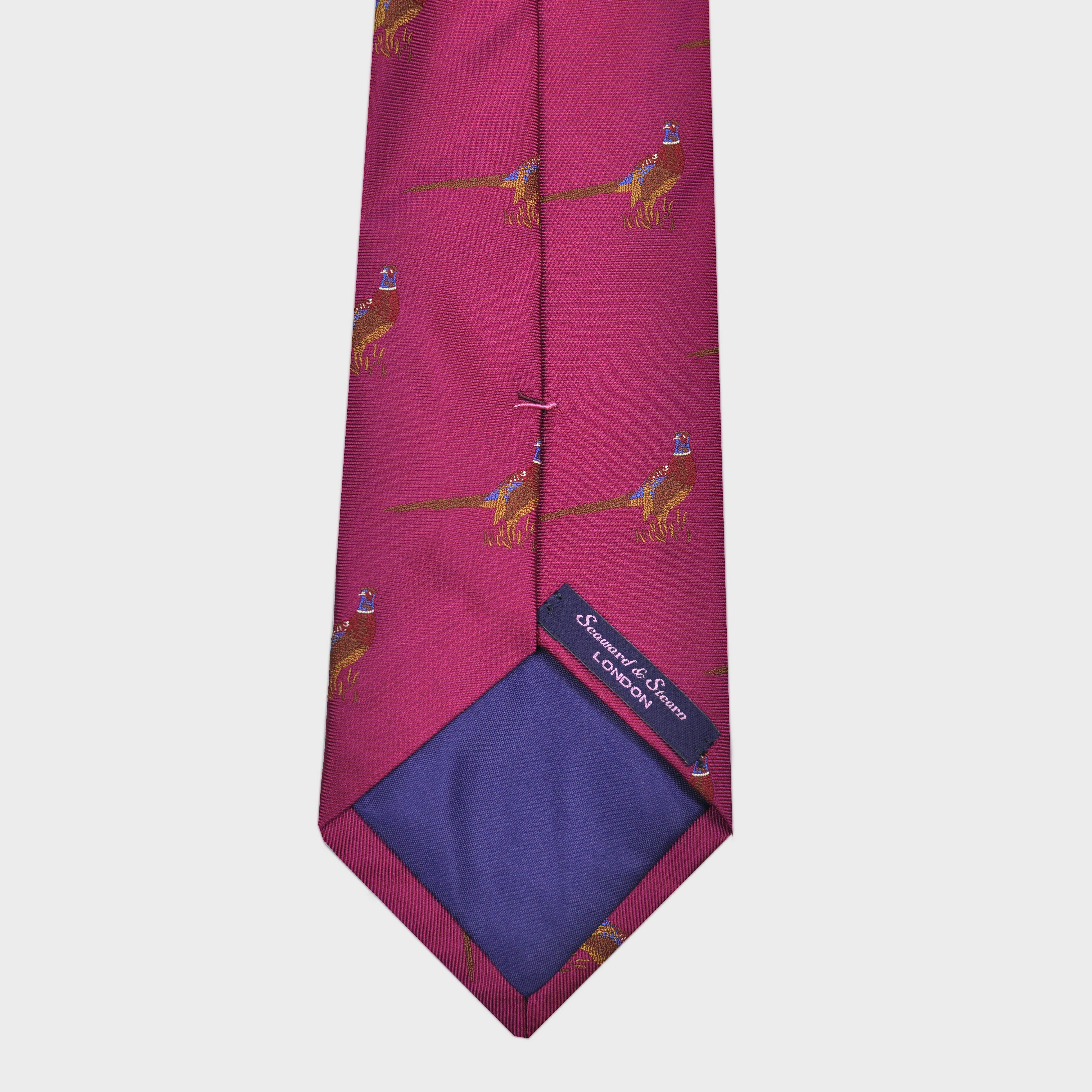 English Woven Silk Pheasant Tie in Pink