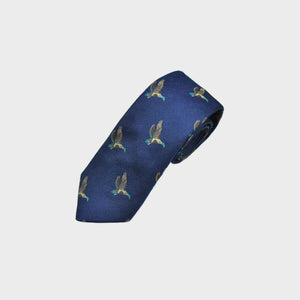 English Woven Silk Flying Duck Tie in Blue