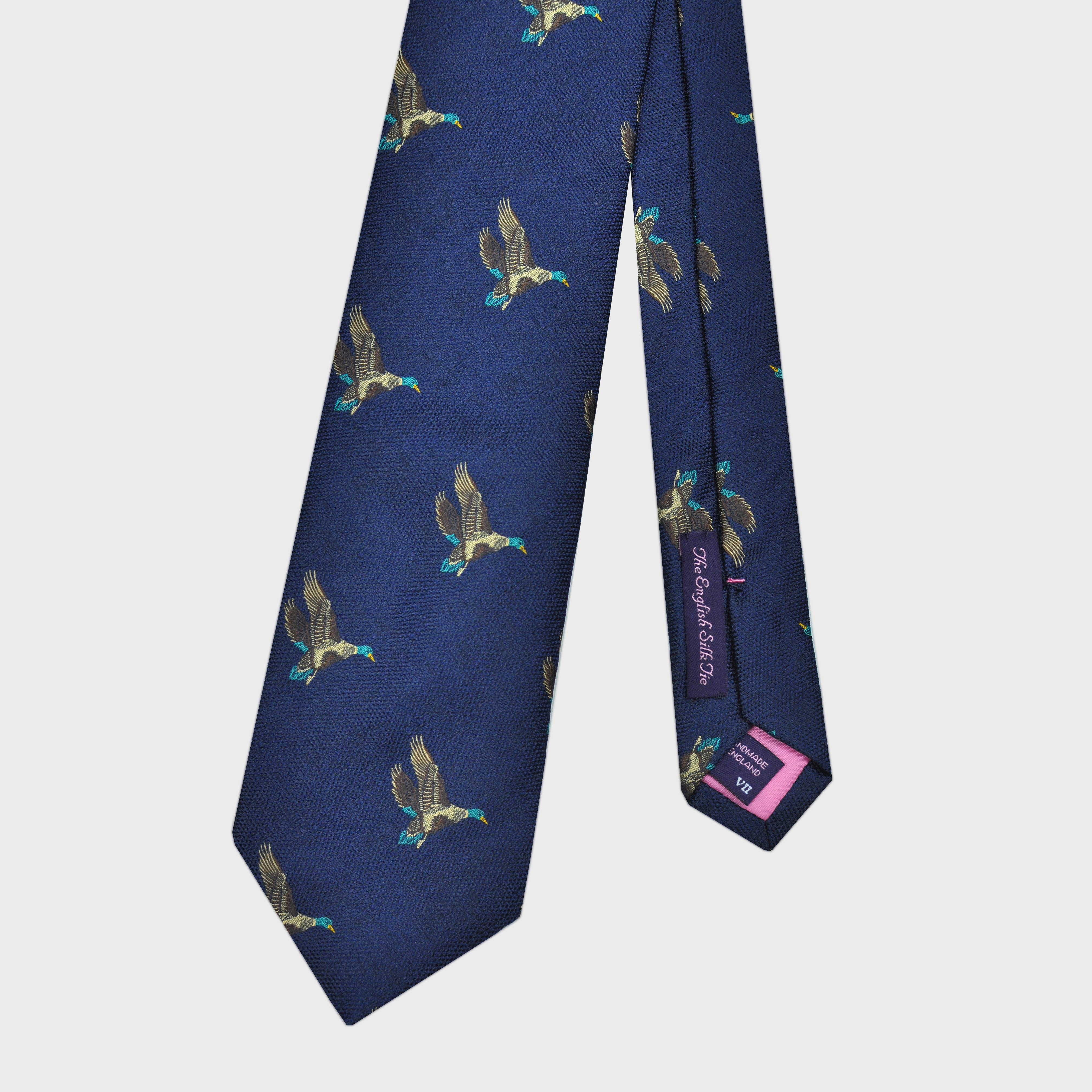 English Woven Silk Flying Duck Tie in Blue