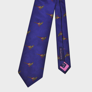 English Woven Silk Pheasant Tie in Purple