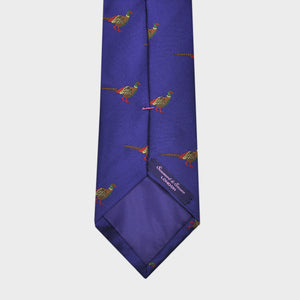 English Woven Silk Pheasant Tie in Purple