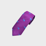 English Woven Silk Blue Elephant Tie in Pink