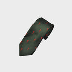 English Woven Silk Orange Seahorse Tie in Green