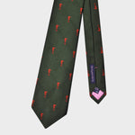 English Woven Silk Orange Seahorse Tie in Green