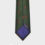 English Woven Silk Orange Seahorse Tie in Green