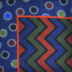 Chevrons & Spots Wool & Silk Pocket Square in Blue, Red, Green & Navy