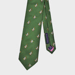 English Woven Silk Flying Ducks Tie in Green