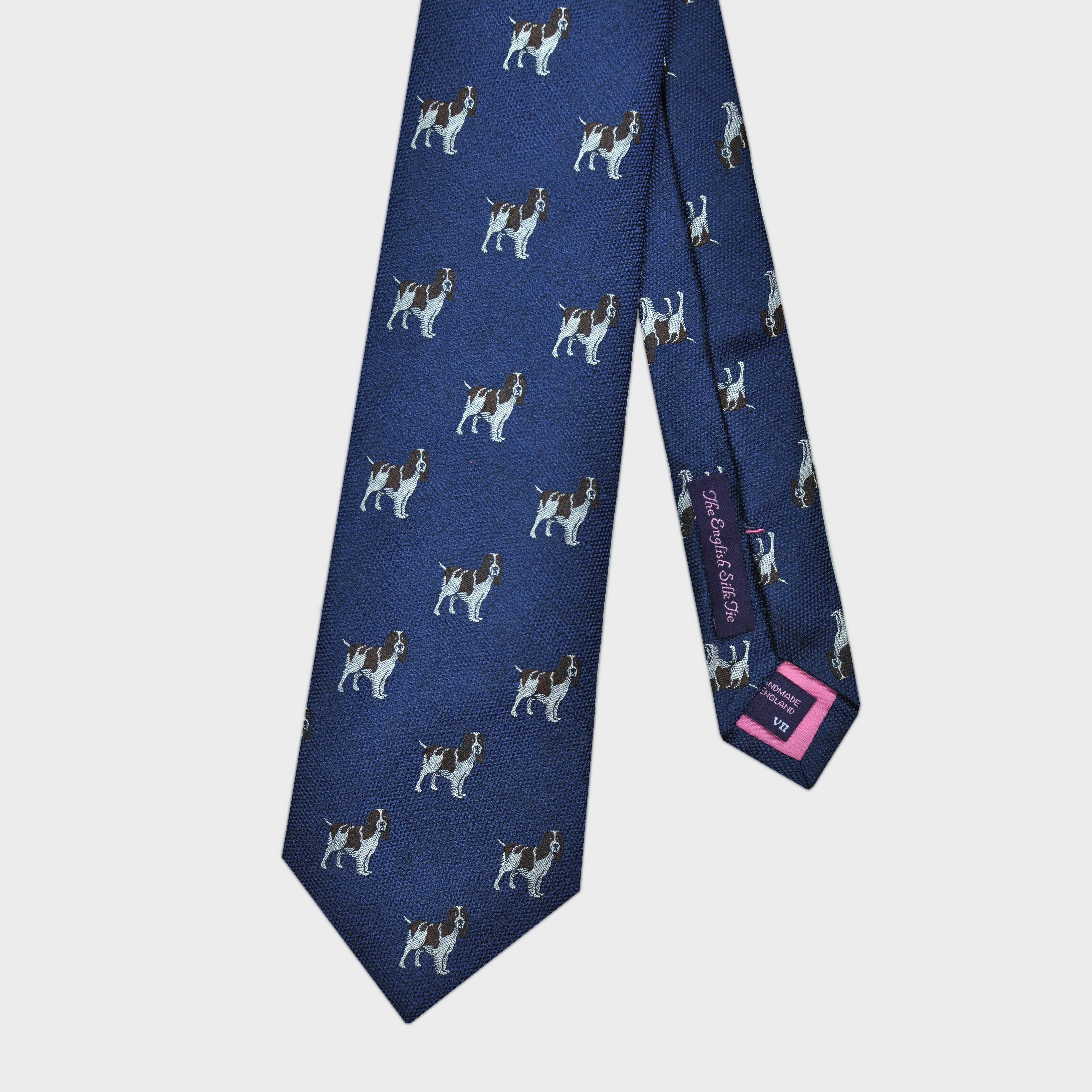 English Woven Silk Dog Repeat Tie in Blue