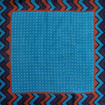 Dots & Chevrons Wool & Silk Pocket Square in Blue, Purple & Red