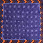 Dots & Chevrons Wool & Silk Pocket Square in Purple, Orange & Brown