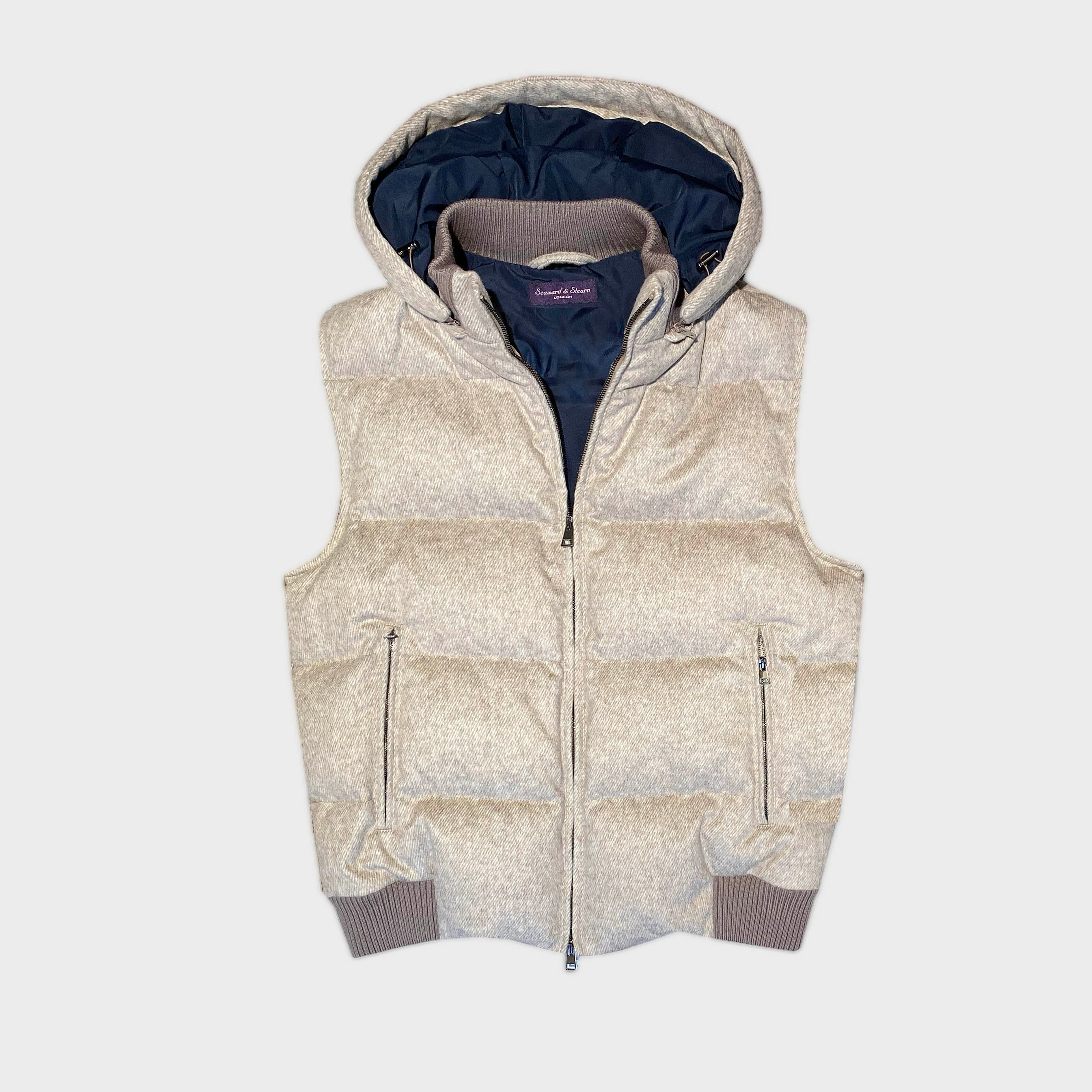 Wool Bomber Gilet in Stone