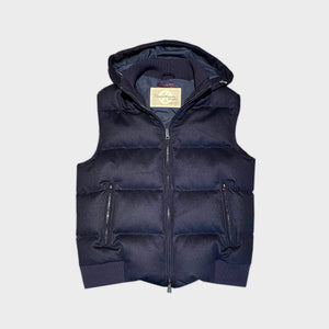 Wool Bomber Gilet in Dark Blue