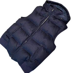 Wool Bomber Gilet in Dark Blue