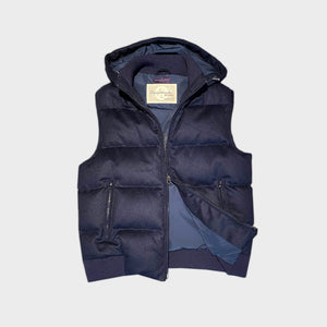 Wool Bomber Gilet in Dark Blue