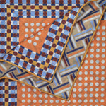 Dots & Geo's Reversible Panama Silk Pocket Square in Peach & Blue & Brown